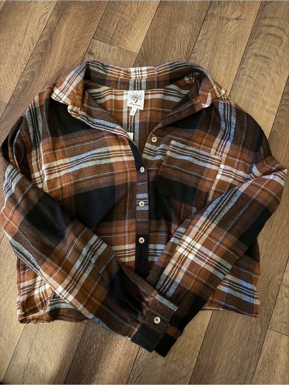 Brown Plaid Button-Up Shirt